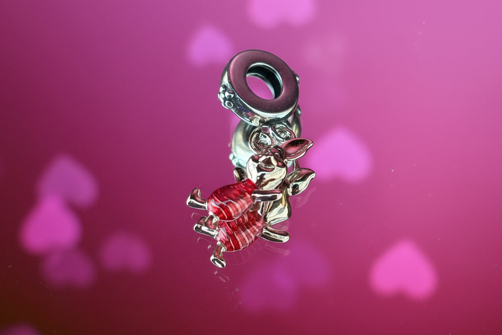 Disney Inspired Playful Piglet Dangle Charm – 925 Silver Plated Bead