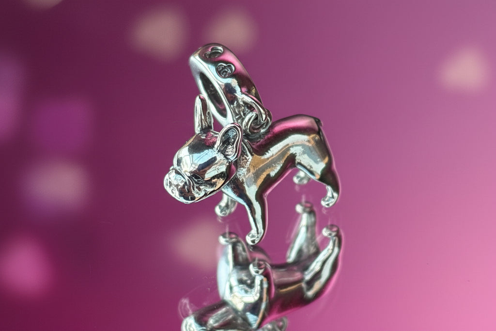 French Bulldog Dangle Charm – 925 Silver Plated Bead