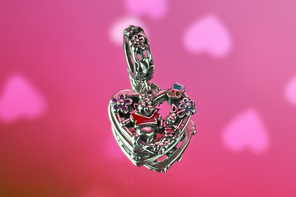 Disney Inspired Pooh & Piglet Friendship Heart Dangle Charm