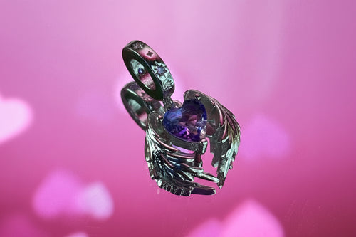 Angel Wing Heart Dangle Charm – 925 Silver Plated Bead