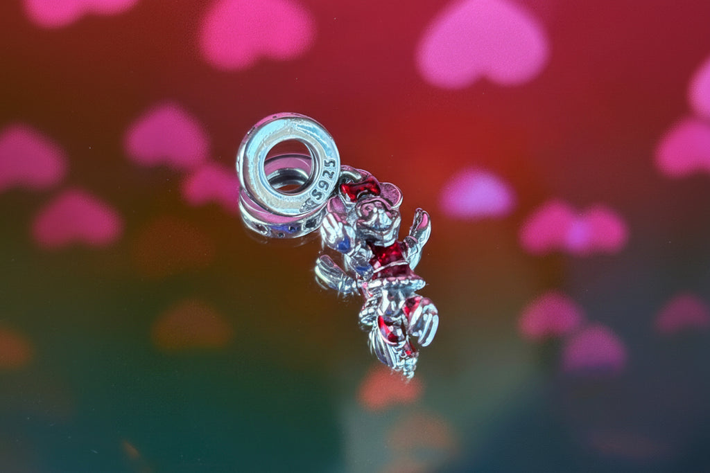 Disney Inspired Minnie Mouse Ice Skating Dangle Charm – 925 Silver Plated Bead