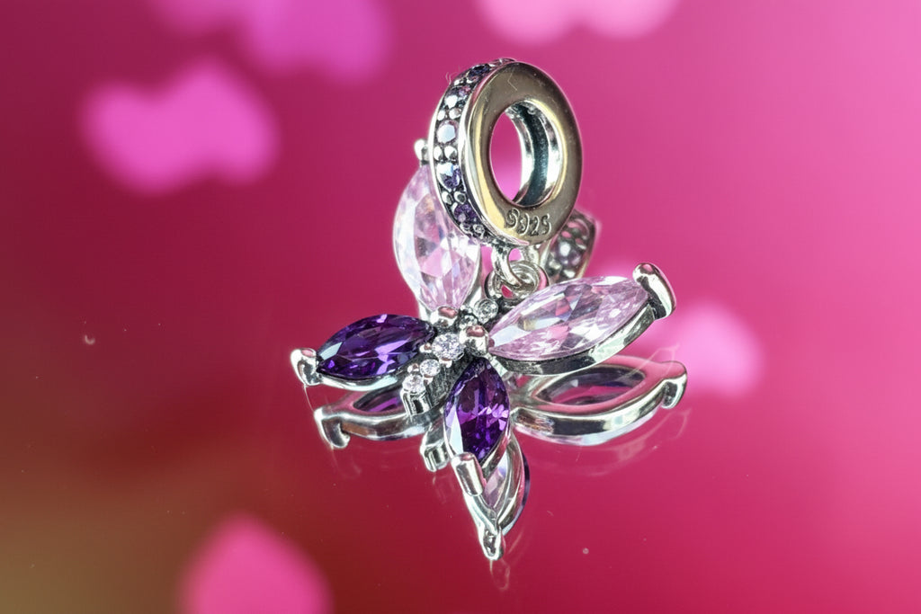 Elegant Butterfly Crystal Dangle Charm – 925 Silver Plated Bead