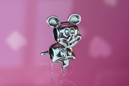 Disney Inspired Classic Mickey Mouse Face Motif Charm - 925 Silver Plated