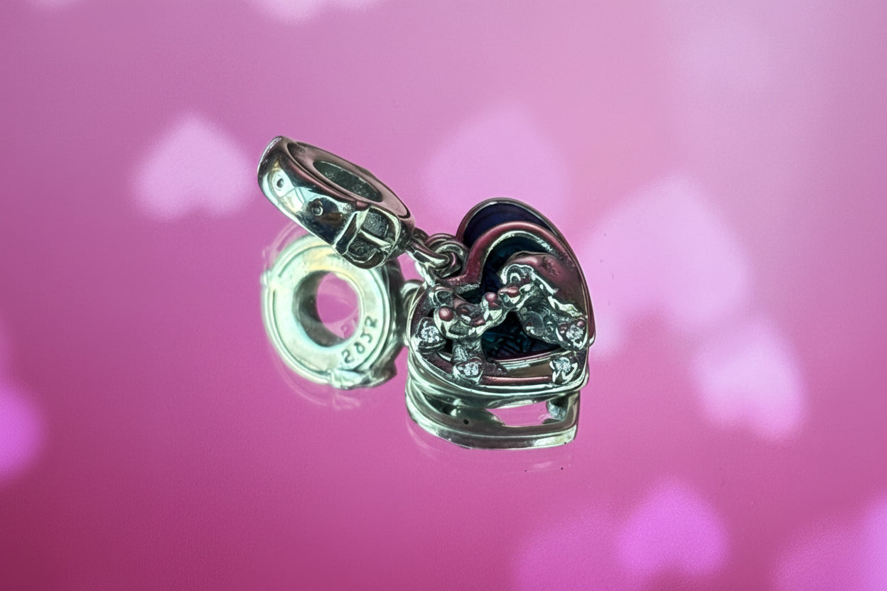 Disney Inspired Lady & the Tramp Heart Dangle Charm