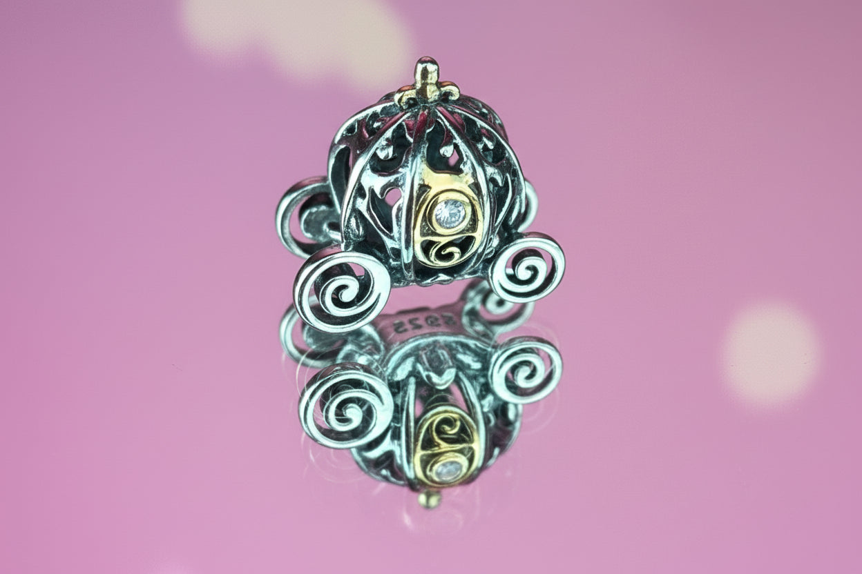 Disney Inspired Fairytale Pumpkin Carriage Charm – 925 Silver Plated Bead