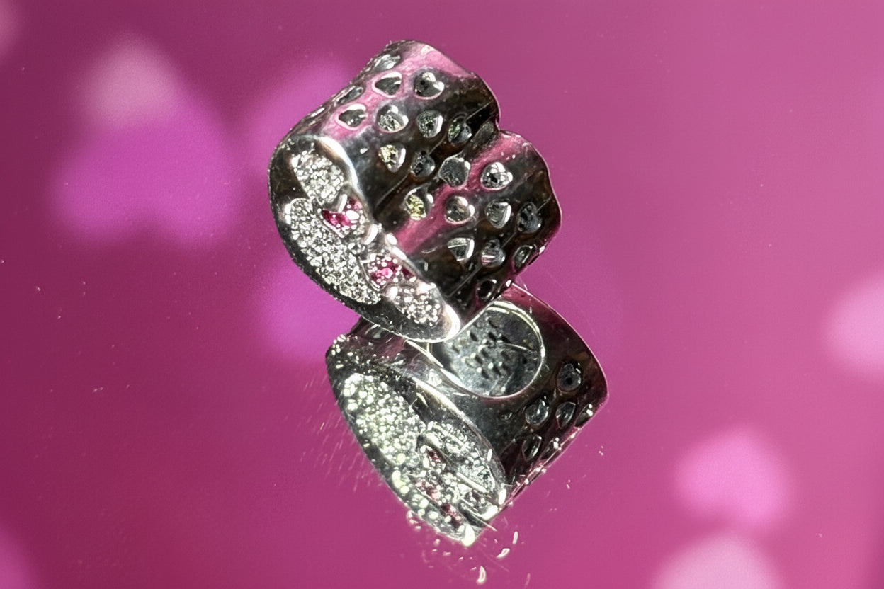 Disney Inspired Minnie Heart Sparkle Charm – 925 Silver Plated Bead
