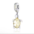 Golden Glow Turtle Charm – Yellow Glass & 925 Silver Plated
