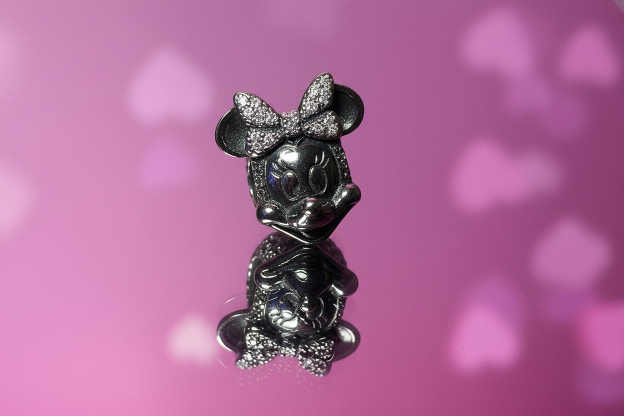 Disney Inspired Minnie Smiling Face Charm – with Sparkling Pavé