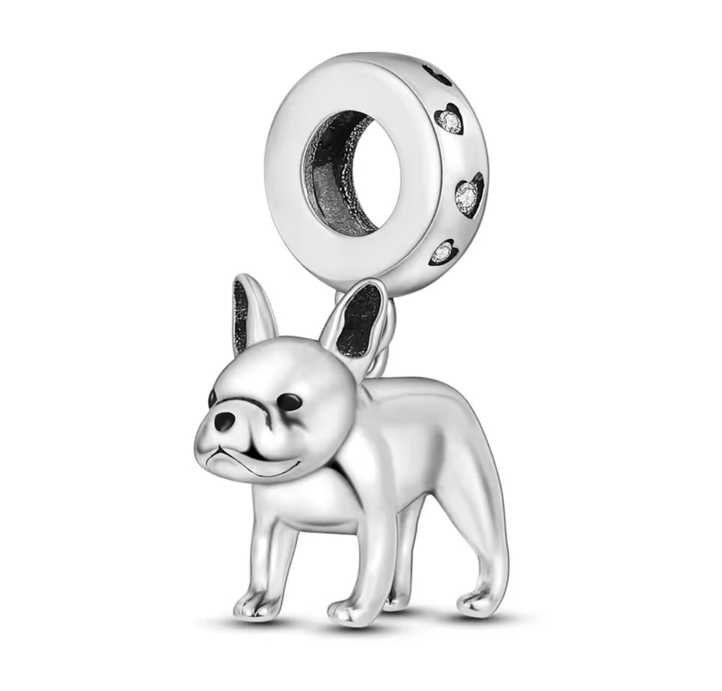 French Bulldog Dangle Charm – 925 Silver Plated Bead