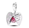 Paw Prints on My Heart Dangle Charm – 925 Silver Plated Bead