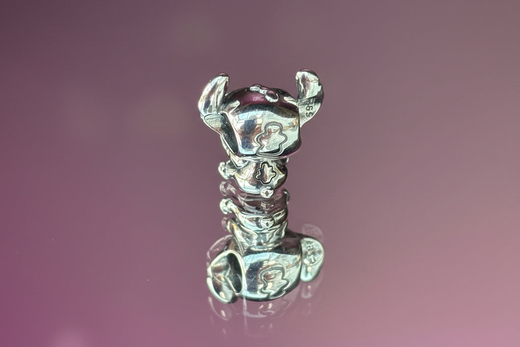 Disney Inspired Stitch Heart Bead Charm – 925 Silver Plated