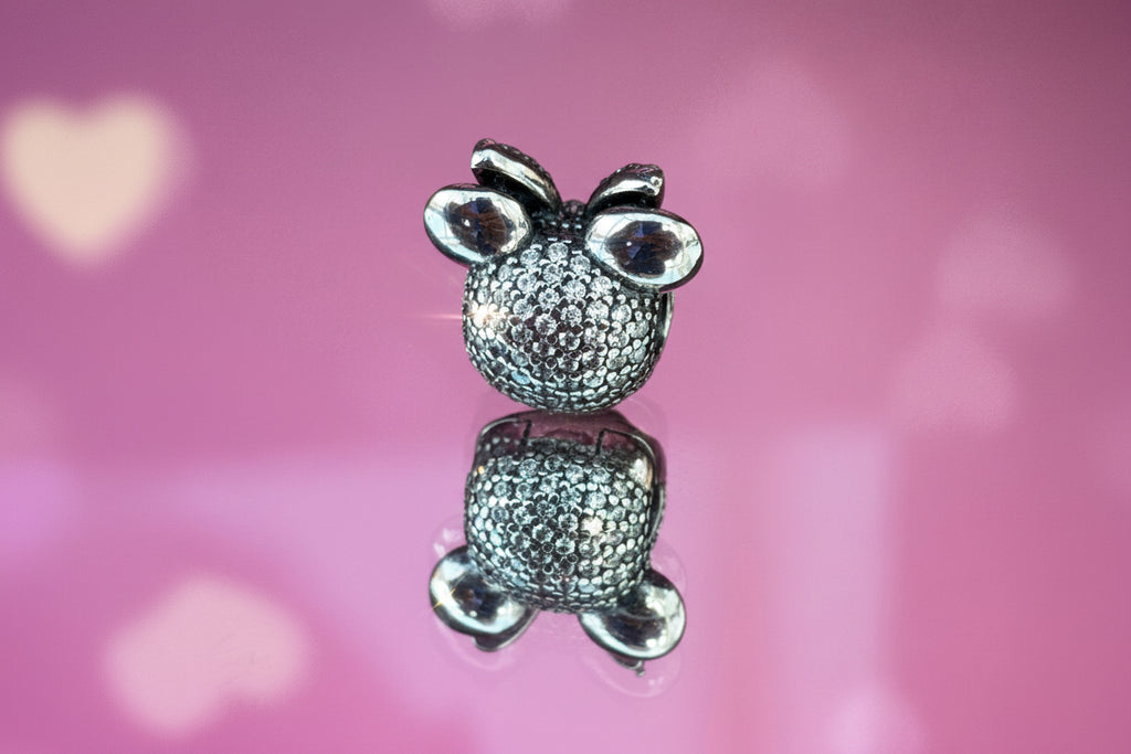 Disney Inspired Minnie Smiling Face Clip Charm – Sparkling Pavé Pink