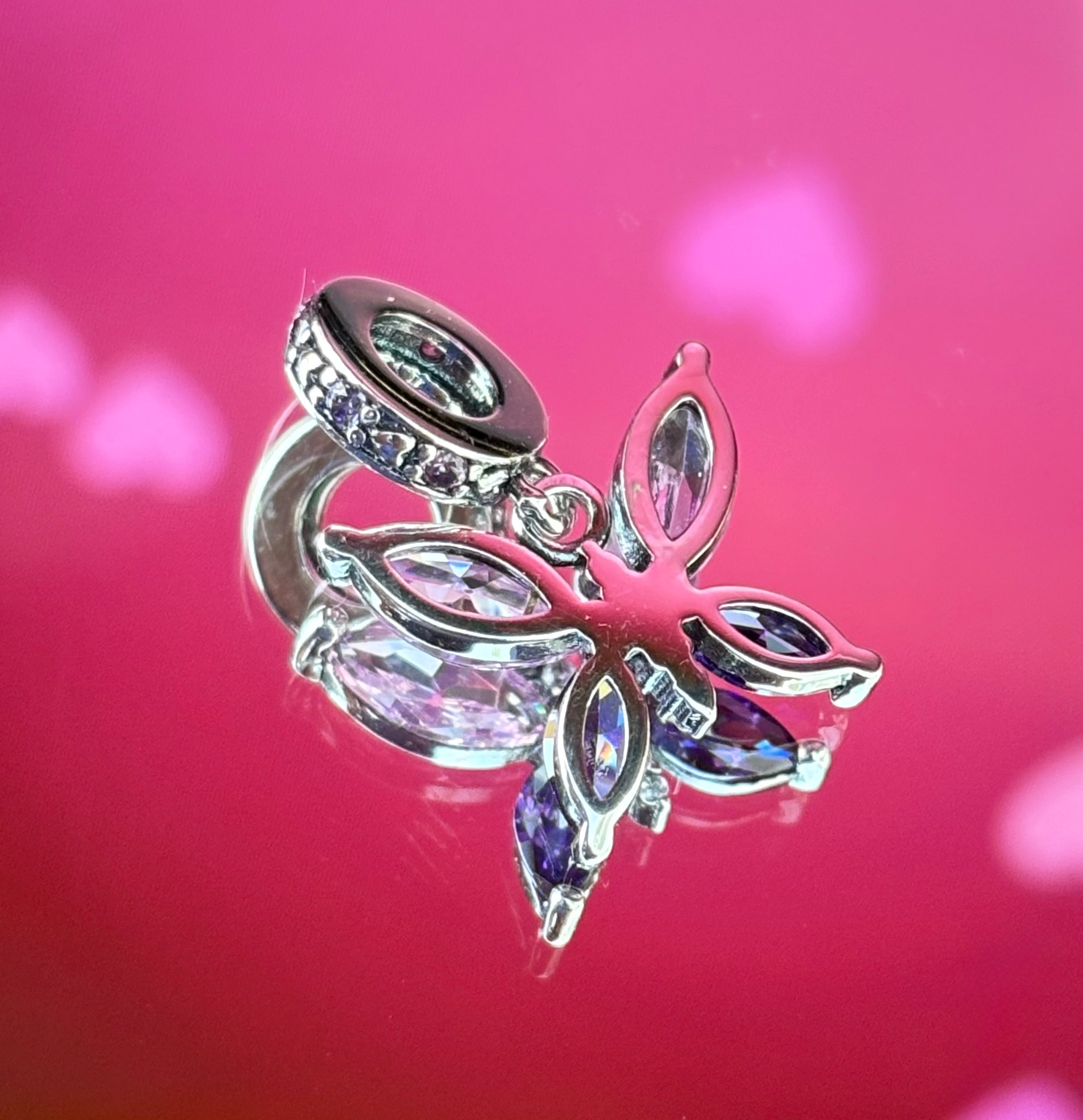 Elegant Butterfly Crystal Dangle Charm – 925 Silver Plated Bead