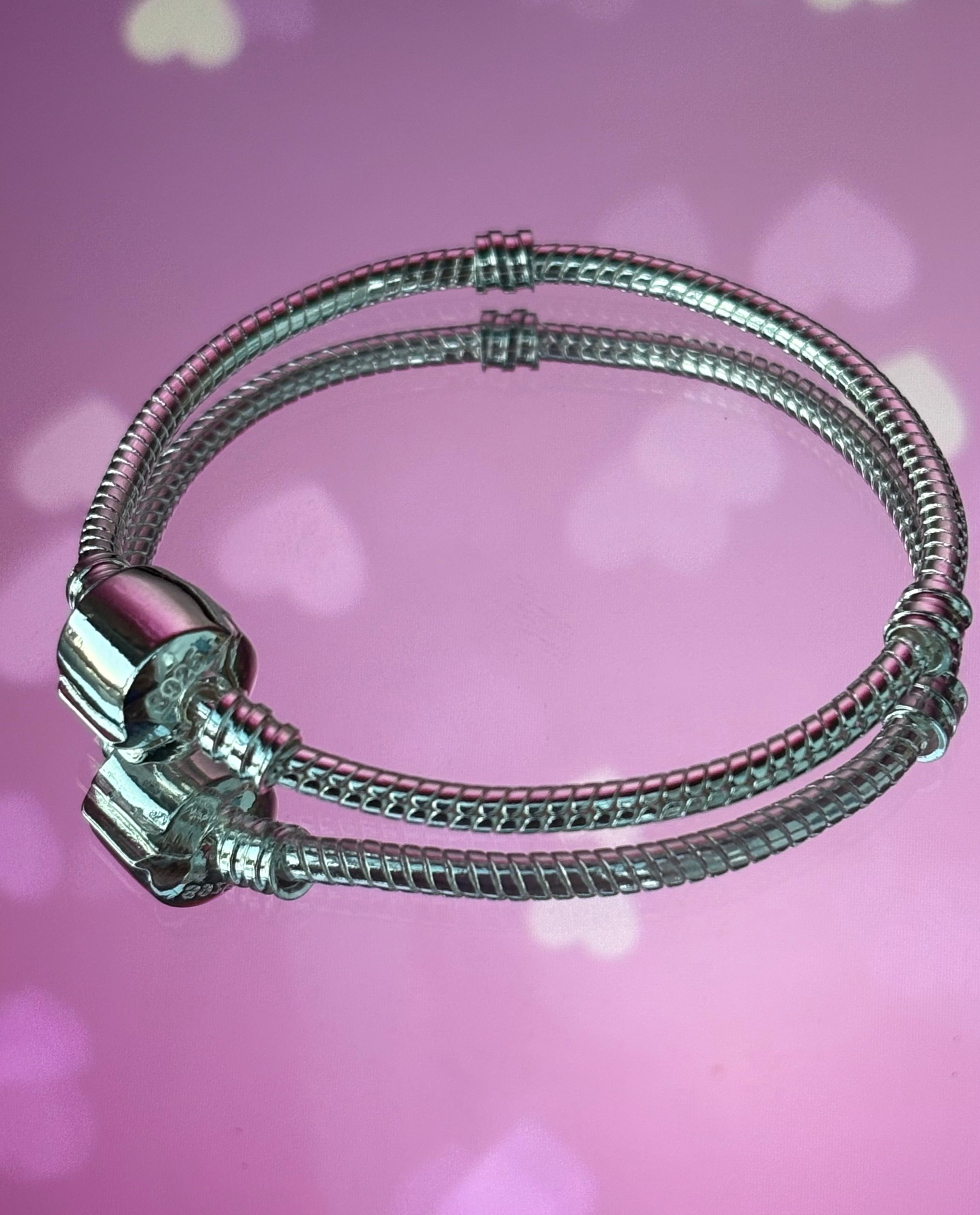 Barrel Clasp Snake chain bracelet - 925 Silver Plated