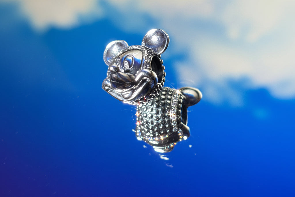 Disney Inspired Mickey Smiling Face Charm – with Sparkling Pavé