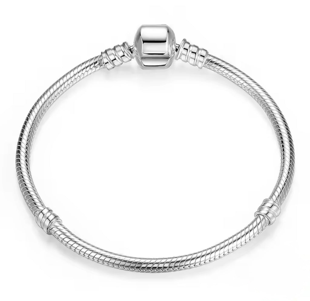 Barrel Clasp Snake chain bracelet - 925 Silver Plated