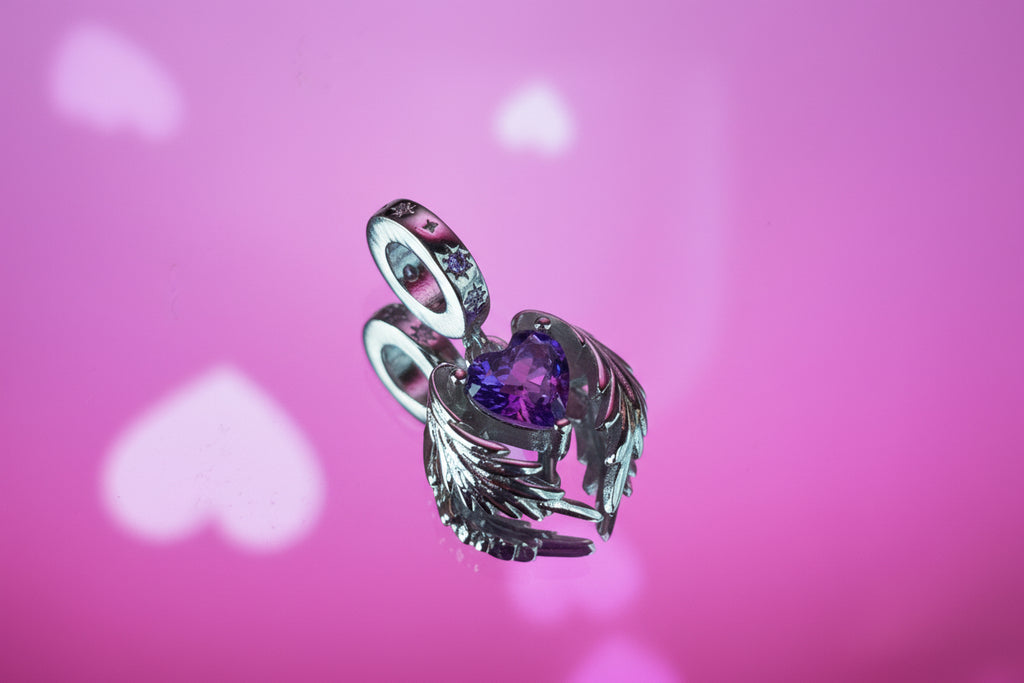 Angel Wing Heart Dangle Charm – 925 Silver Plated Bead