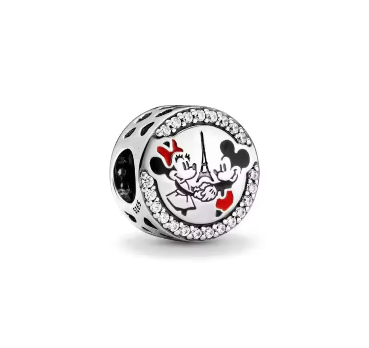 Disney Inspired Mickey & Minnie Paris Romance Charm – 925 Silver Plated Bead