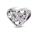 Pink Crystal Heart Cluster Charm – 925 Silver Plated Bead