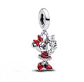 Disney Inspired Red Bow Minnie Dangle Charm – 925 Silver Plated Bead