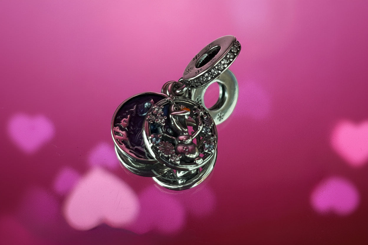 Disney Inspired Olaf Winter Wonderland Dangle Charm – 925 Silver Plated Bead