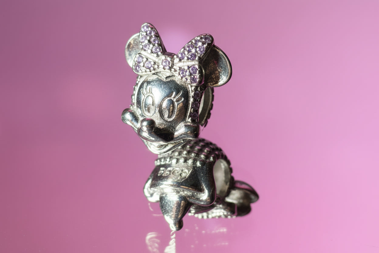 Disney Inspired Minnie Smiling Face Charm – with Sparkling Pavé