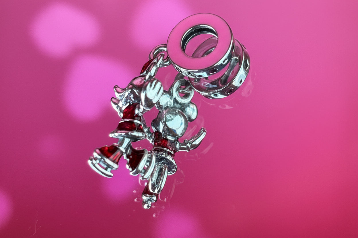 Disney Inspired Minnie Mouse Ice Skating Dangle Charm – 925 Silver Plated Bead