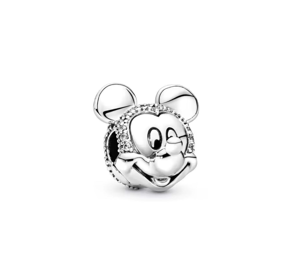Disney Inspired Mickey Smiling Face Charm – with Sparkling Pavé