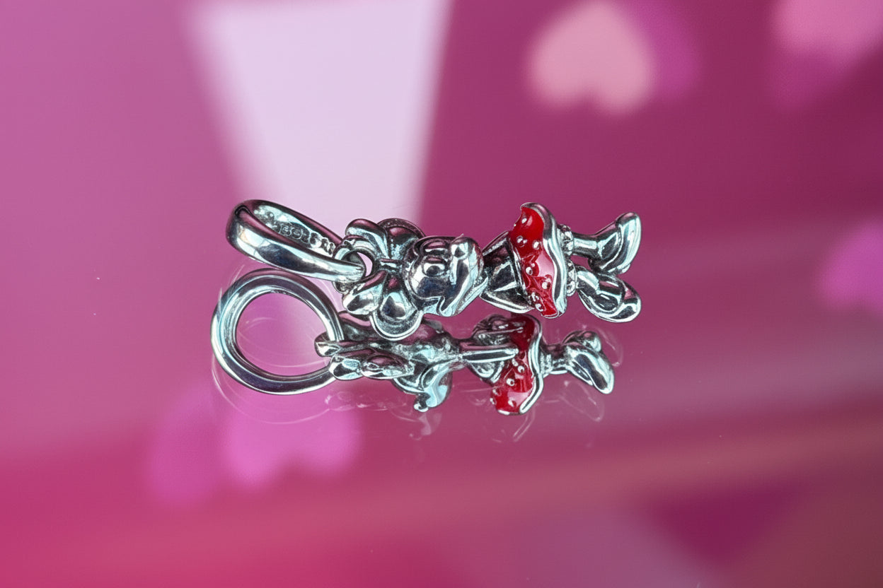 Disney Inspired Minnie Dangle Charm – 925 Silver Plated Bead