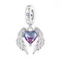 Angel Wing Heart Dangle Charm – 925 Silver Plated Bead