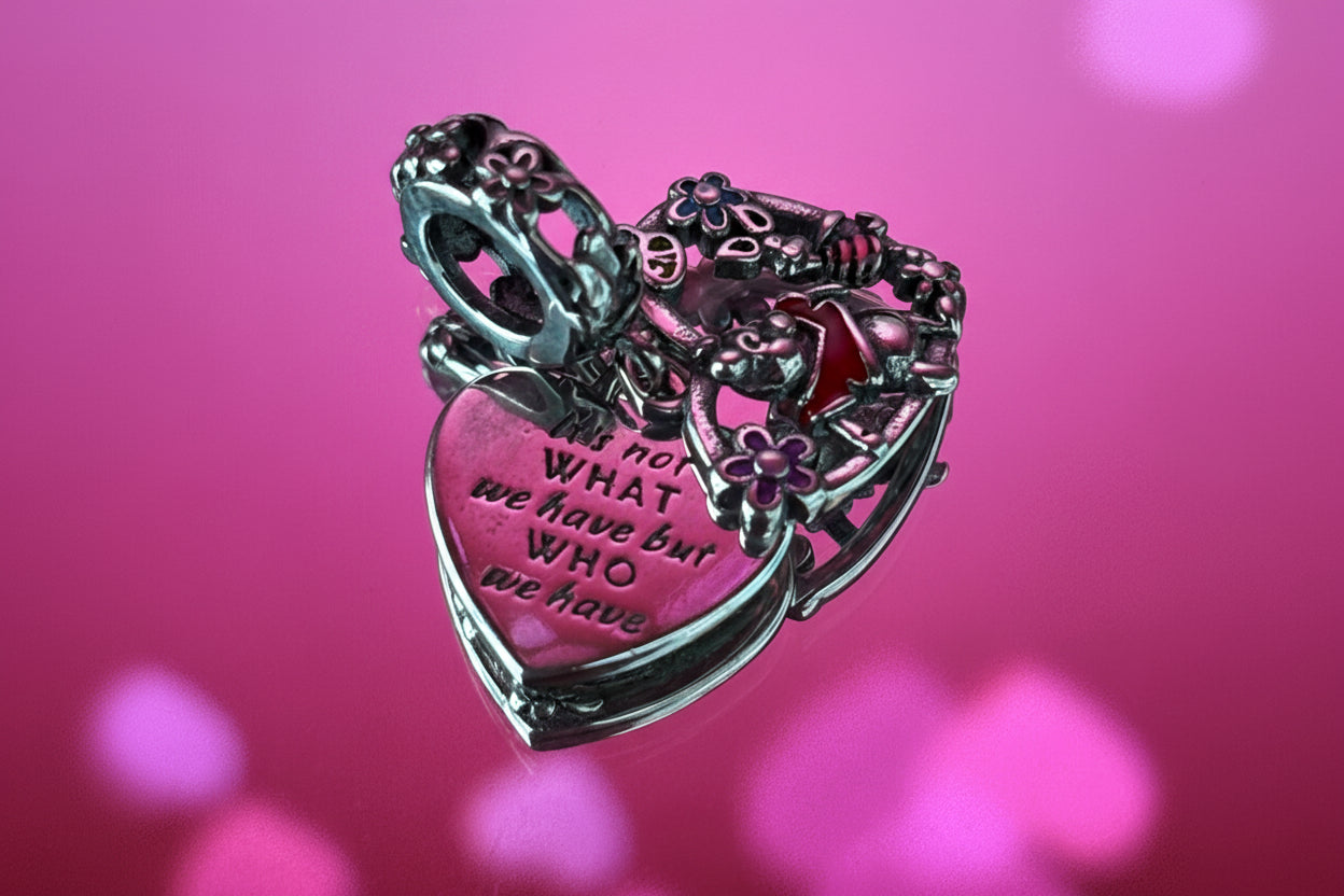 Disney Inspired Pooh & Piglet Friendship Heart Dangle Charm