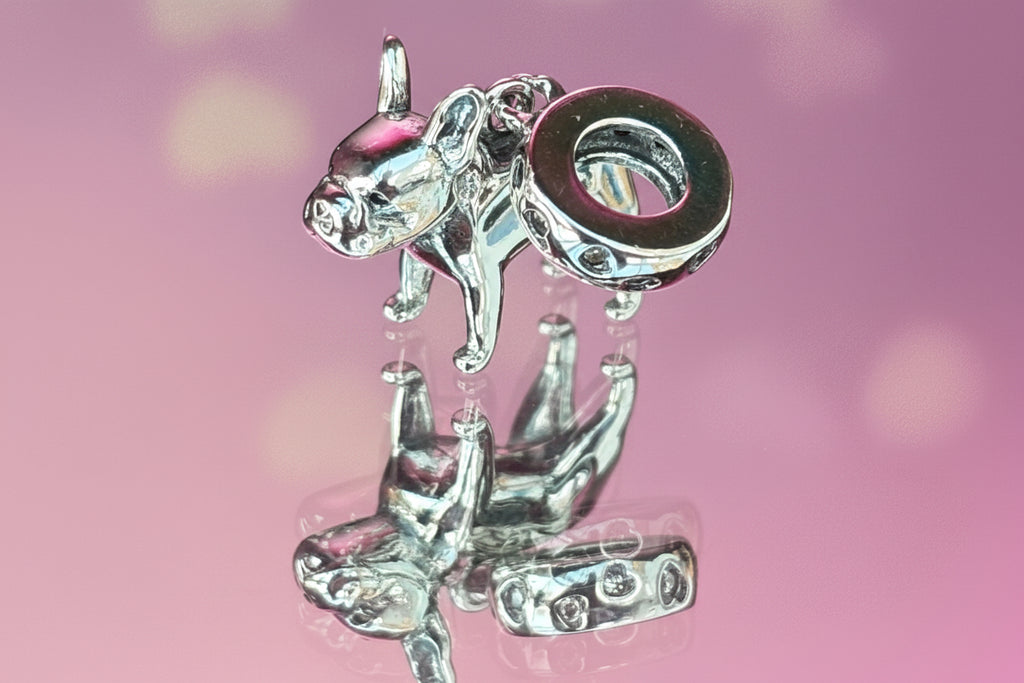 French Bulldog Dangle Charm – 925 Silver Plated Bead