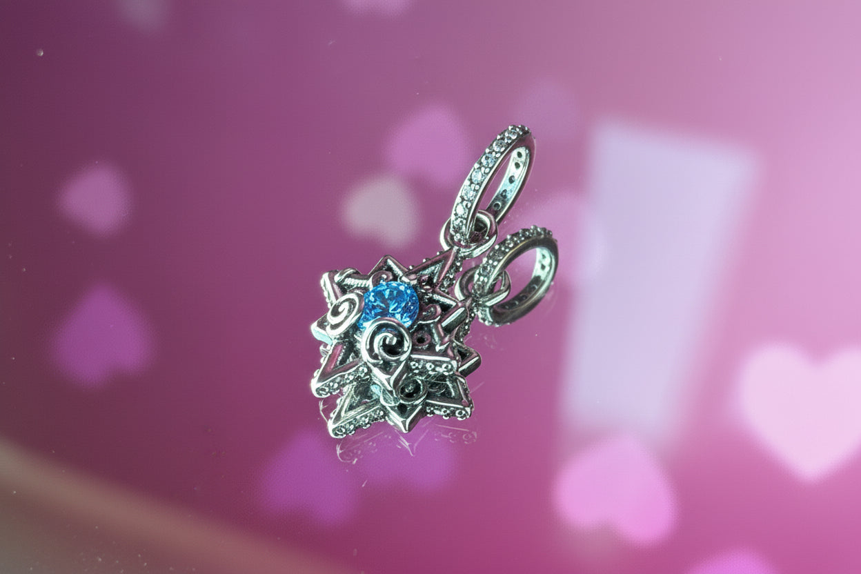 Disney Inspired Cinderella Blue Star Charm – 925 Silver Plated