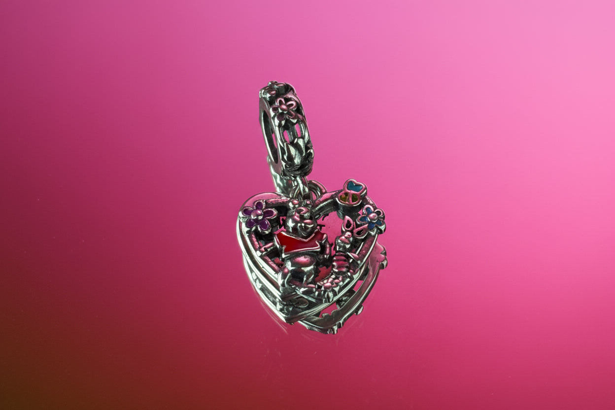 Disney Inspired Pooh & Piglet Friendship Heart Dangle Charm