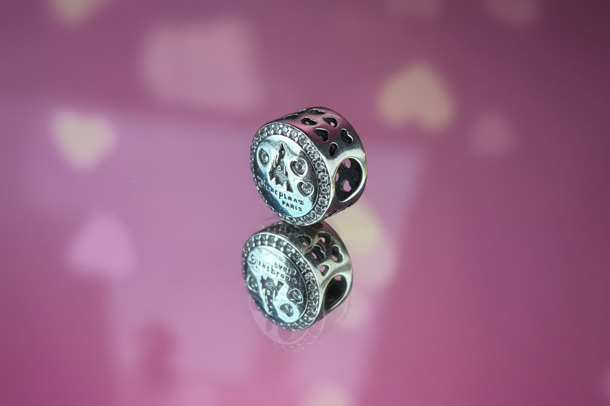 Disney Inspired Mickey & Minnie Paris Romance Charm – 925 Silver Plated Bead