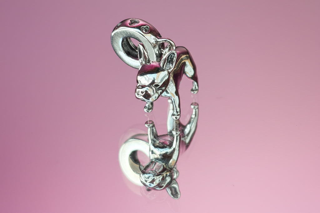 French Bulldog Dangle Charm – 925 Silver Plated Bead