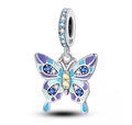Blue & Purple Butterfly Dangle Charm – 925 Silver Plated Bead