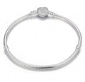 Crystal Heart Clasp Snake chain Bracelet - 925 Silver plated