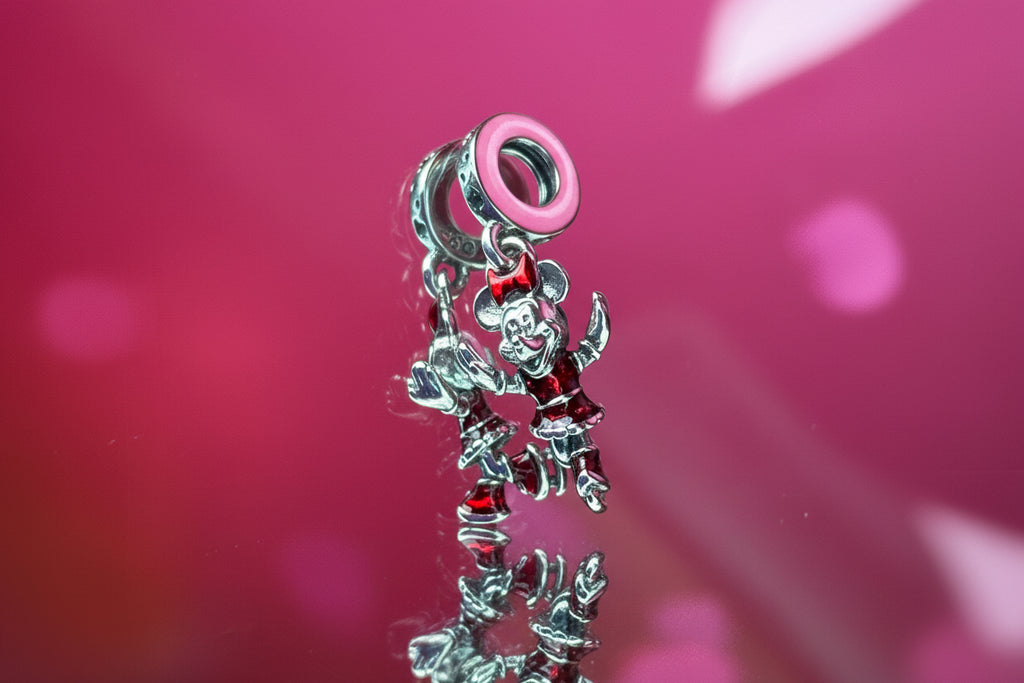 Disney Inspired Minnie Mouse Ice Skating Dangle Charm – 925 Silver Plated Bead