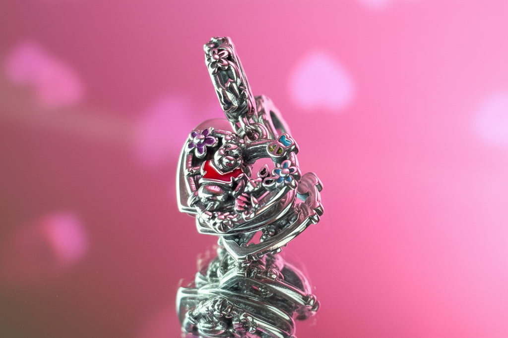 Disney Inspired Pooh & Piglet Friendship Heart Dangle Charm