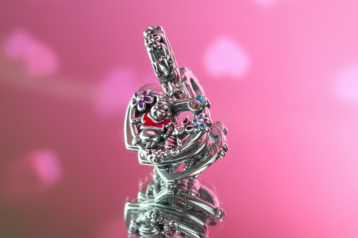 Disney Inspired Pooh & Piglet Friendship Heart Dangle Charm