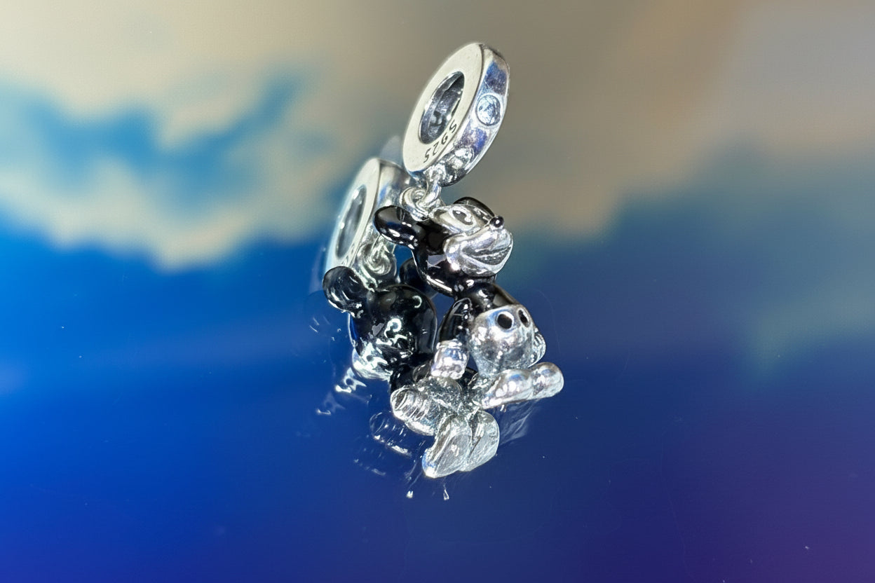 Disney Inspired Mickey Mouse Classic Dangle Charm – 925 Silver Plated Bead