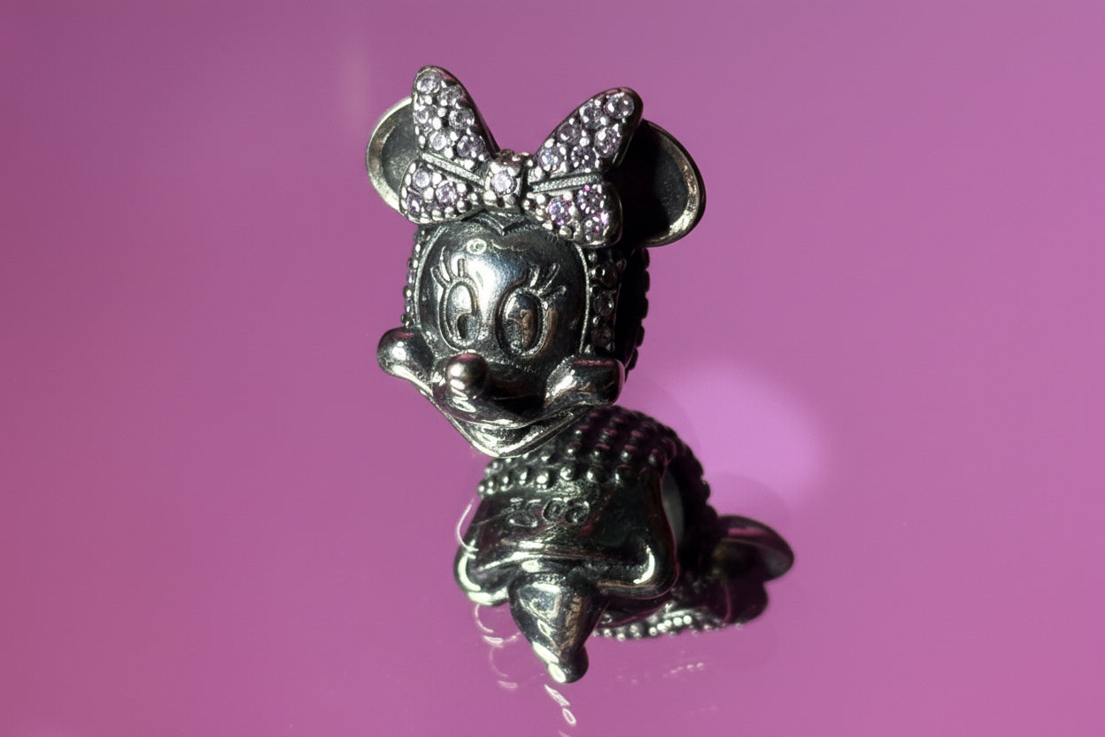 Disney Inspired Minnie Smiling Face Charm – with Sparkling Pavé