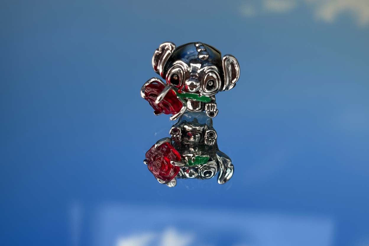 Disney Inspired Stitch Rose Bead Charm – 925 Silver Plated