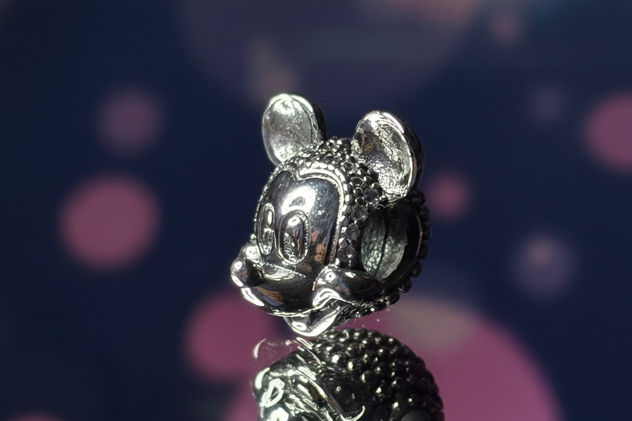Disney Inspired Mickey Smiling Face Charm – with Sparkling Pavé