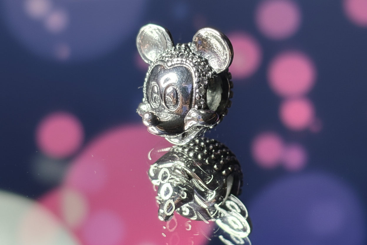 Disney Inspired Mickey Smiling Face Charm – with Sparkling Pavé