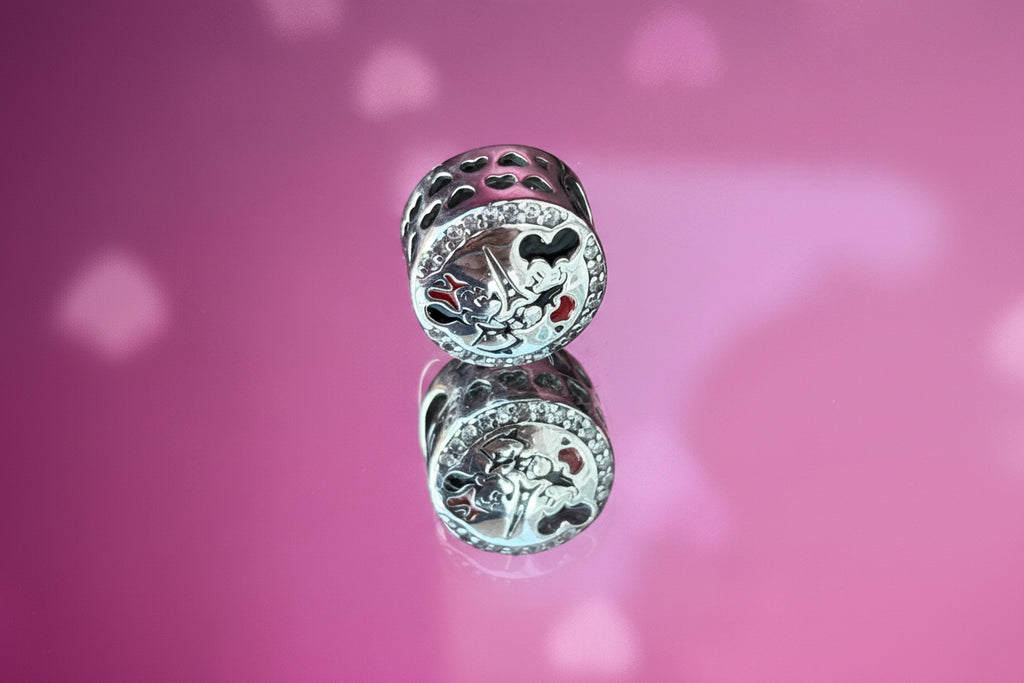Disney Inspired Mickey & Minnie Paris Romance Charm – 925 Silver Plated Bead
