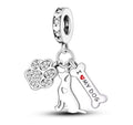 Dog Lover Paw & Bone Dangle Charm – 925 Silver Plated Bead