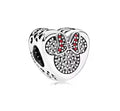 Disney Inspired Minnie Heart Sparkle Charm – 925 Silver Plated Bead