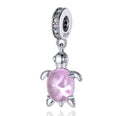 Blush Pink Turtle Charm – Pink Glass & Sterling Silver Charm